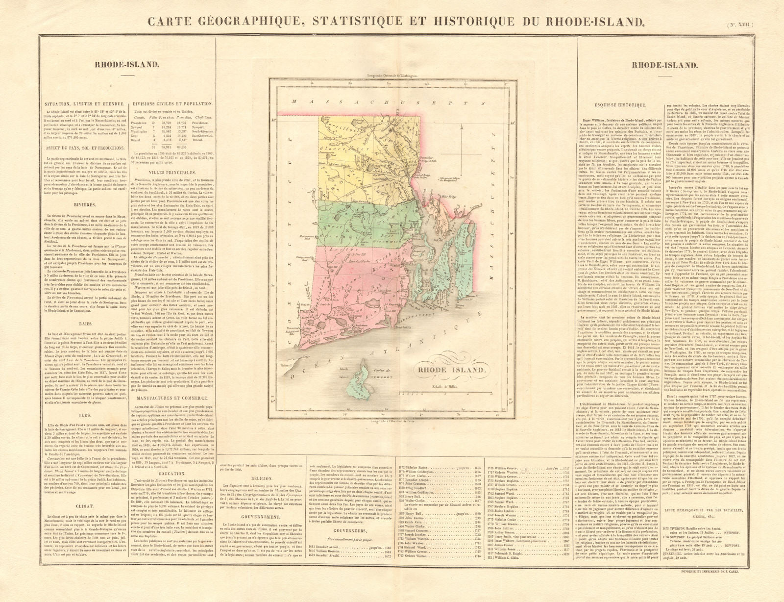 Rhode Island antique state map. Counties. BUCHON 1825 old chart